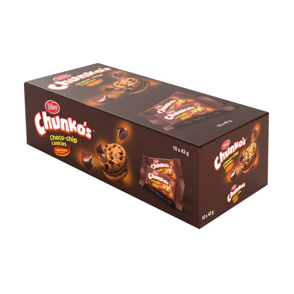 Tiffany Chunko's Choco Chip Cookies Chocolate Cream Sandwich 10 x 43g